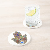 Judaika Hamsa Hört Blume Opal Art Print Untersetzer (Seite)