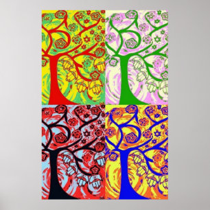 Judaika Hamsa Tree of Life Sunrise Poster