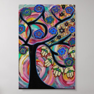 Judaika Hamsa Tree of Life Sunset Poster