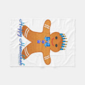 Judaika Hanukkah Gingerbread Man Menorah Fleecedecke (Vorderseite (Horizontal))