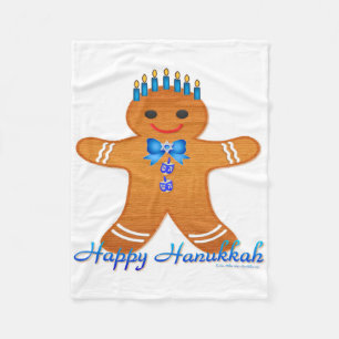 Judaika Hanukkah Gingerbread Man Menorah Fleecedecke