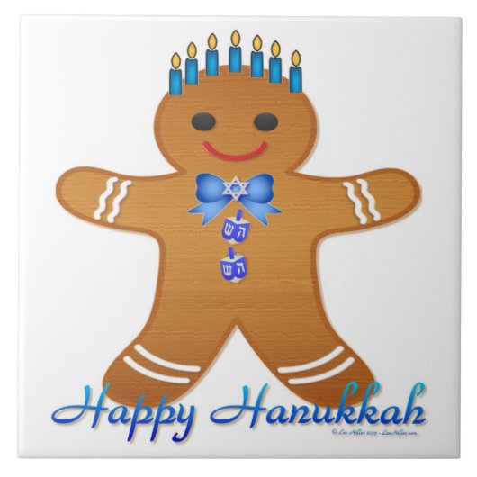Judaika Hanukkah Gingerbread Man Menorah Fliese (Vorderseite)