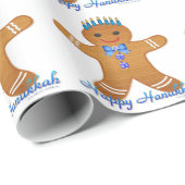 Judaika Hanukkah Gingerbread Man Menorah Geschenkpapier (Rolleneckpunkt)