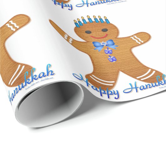 Judaika Hanukkah Gingerbread Man Menorah Geschenkpapier (Rolleneckpunkt)