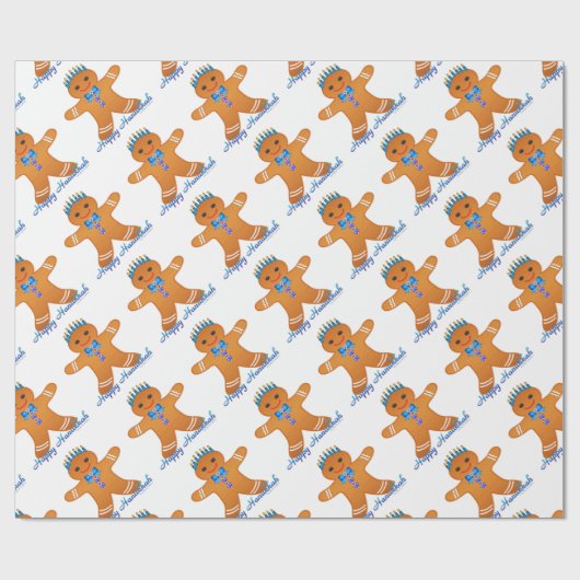 Judaika Hanukkah Gingerbread Man Menorah Geschenkpapier (Flach)