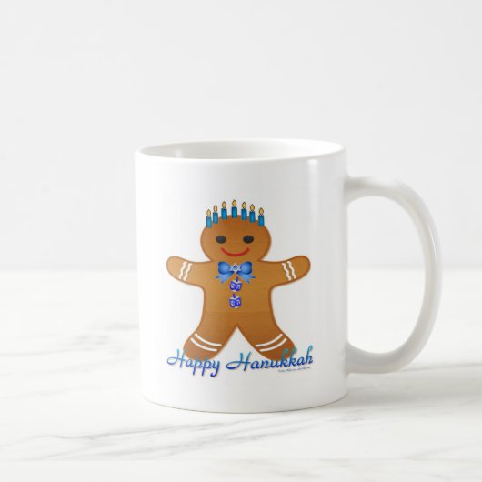 Judaika Hanukkah Gingerbread Man Menorah Kaffeetasse (Rechts)