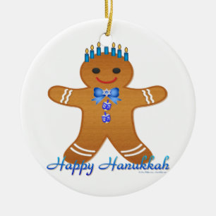 Judaika Hanukkah Gingerbread Man Menorah Keramik Ornament