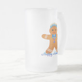 Judaika Hanukkah Gingerbread Man Menorah Mattglas Bierglas (VorderseiteRechts)