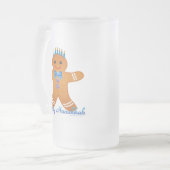 Judaika Hanukkah Gingerbread Man Menorah Mattglas Bierglas (Vorderseite Links)