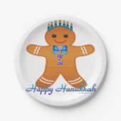 Judaika Hanukkah Gingerbread Man Menorah Pappteller (Vorderseite)