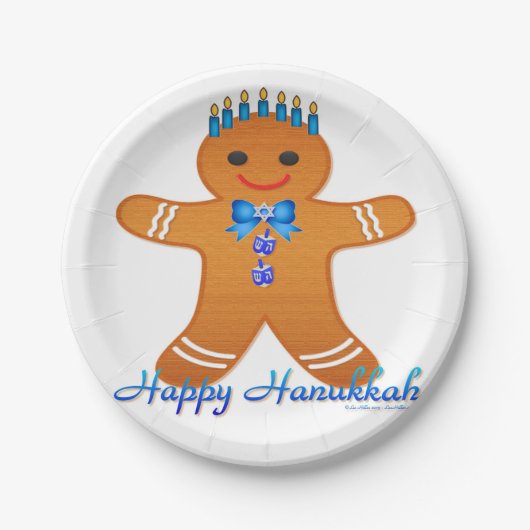 Judaika Hanukkah Gingerbread Man Menorah Pappteller (Vorderseite)