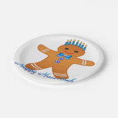 Judaika Hanukkah Gingerbread Man Menorah Pappteller (Schrägansicht)