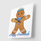Judaika Hanukkah Gingerbread Man Menorah Quadratische Wanduhr (Winkel)