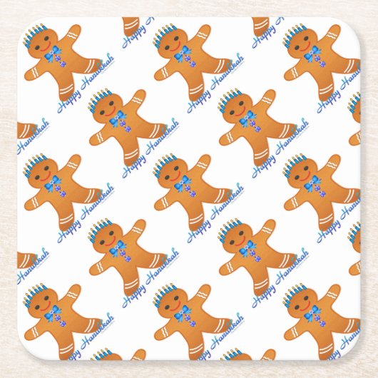 Judaika Hanukkah Gingerbread Man Menorah Rechteckiger Pappuntersetzer (Vorderseite)