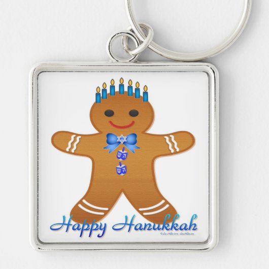 Judaika Hanukkah Gingerbread Man Menorah Schlüsselanhänger (Vorne)