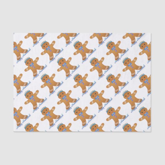 Judaika Hanukkah Gingerbread Man Menorah Seidenpapier (Vorderseite)