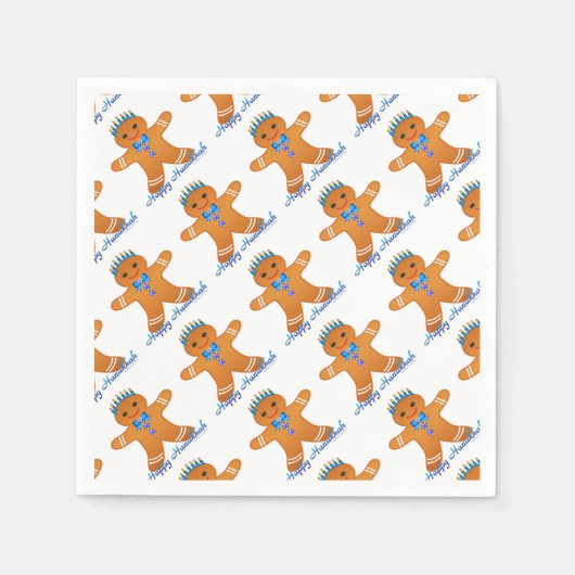 Judaika Hanukkah Gingerbread Man Menorah Serviette (Vorderseite)
