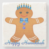 Judaika Hanukkah Gingerbread Man Menorah Steinuntersetzer (Vorderseite)