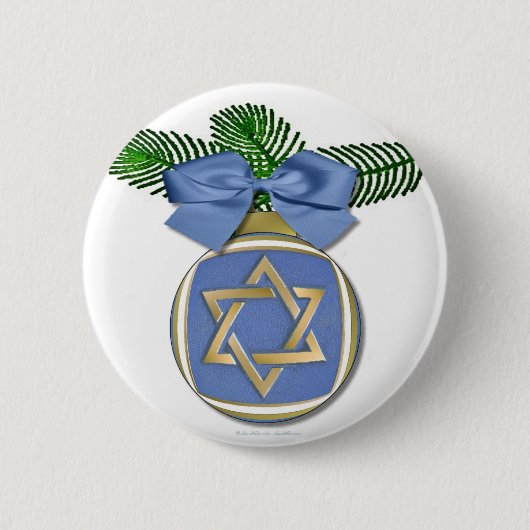 Judaika Hanukkah Stern von David Ornament Print Button (Vorderseite)