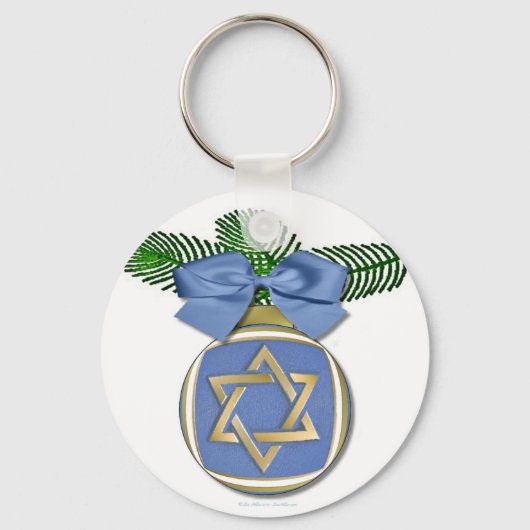Judaika Hanukkah Stern von David Ornament Print Schlüsselanhänger (Vorderseite)