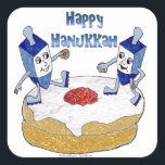 Judaika Happy Hanukkah Dancing Dreidels Doughnut Quadratischer Aufkleber<br><div class="desc">You are viewing The Lee Hiller Designs Collection of Home and Office Decor,  Apparel,  Gifts and Collectibles. The Designs inklusive Lee Hiller Fotogray and Mixed Media Digital Art Collection. You can view her Nature fotogray at http://HikeOurPlanet.com/ and follow her hiking blog within Hot Springs National Park.</div>