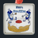 Judaika Happy Hanukkah Dancing Dreidels Doughnut Silbernes Ornament<br><div class="desc">You are viewing The Lee Hiller Designs Collection of Home and Office Decor,  Apparel,  Gifts and Collectibles. The Designs inklusive Lee Hiller Fotogray and Mixed Media Digital Art Collection. You can view her Nature fotogray at http://HikeOurPlanet.com/ and follow her hiking blog within Hot Springs National Park.</div>