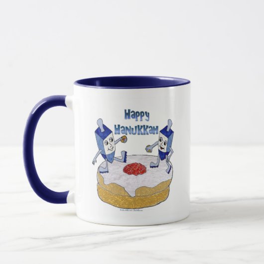 Judaika Happy Hanukkah Dancing Dreidels Doughnut Tasse (Links)