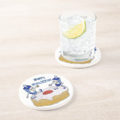 Judaika Happy Hanukkah Dancing Dreidels Doughnut Untersetzer (Seite)