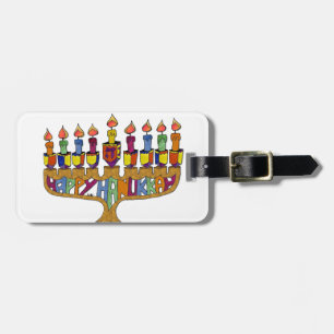 Judaika Happy Hanukkah Dreidel Menorah Gepäckanhänger