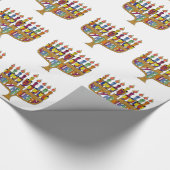 Judaika Happy Hanukkah Dreidel Menorah Geschenkpapier (Ecke)