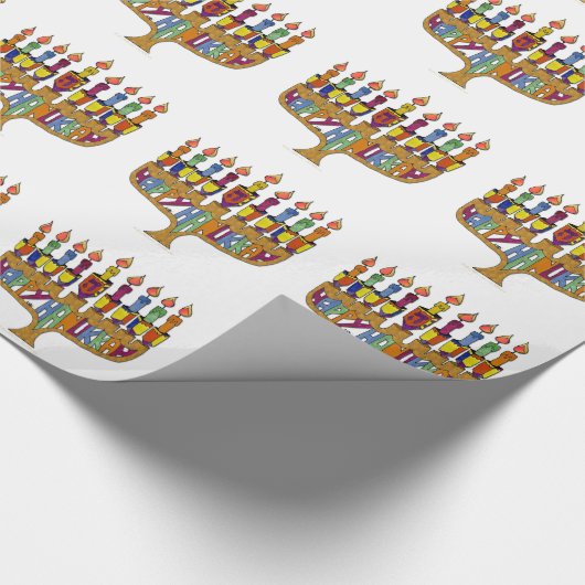 Judaika Happy Hanukkah Dreidel Menorah Geschenkpapier (Ecke)