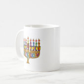 Judaika Happy Hanukkah Dreidel Menorah Kaffeetasse (Vorderseite Links)