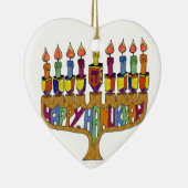 Judaika Happy Hanukkah Dreidel Menorah Keramik Ornament (Rechts)