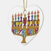Judaika Happy Hanukkah Dreidel Menorah Keramik Ornament (Links)