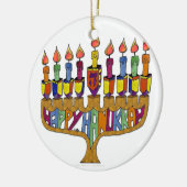 Judaika Happy Hanukkah Dreidel Menorah Keramikornament (Links)