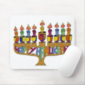 Judaika Happy Hanukkah Dreidel Menorah Mousepad (Mit Mouse)