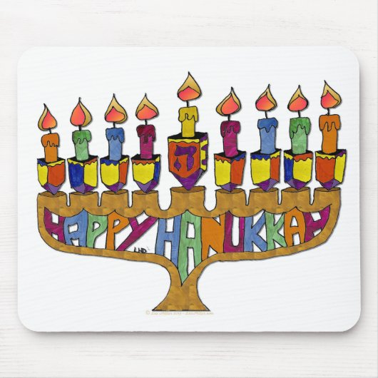 Judaika Happy Hanukkah Dreidel Menorah Mousepad (Vorne)