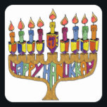 Judaika Happy Hanukkah Dreidel Menorah Quadratischer Aufkleber<br><div class="desc">You are viewing The Lee Hiller Designs Collection of Home and Office Decor,  Apparel,  Gifts and Collectibles. The Designs inklusive Lee Hiller Fotogray and Mixed Media Digital Art Collection. You can view her Nature fotogray at http://HikeOurPlanet.com/ and follow her hiking blog within Hot Springs National Park.</div>