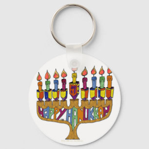 Judaika Happy Hanukkah Dreidel Menorah Schlüsselanhänger