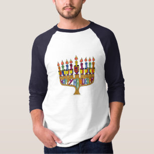 Judaika Happy Hanukkah Dreidel Menorah T-Shirt