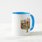 Judaika Happy Hanukkah Dreidel Menorah Tasse (VorderseiteRechts)