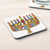 Judaika Happy Hanukkah Dreidel Menorah Untersetzer (Linke Seite)