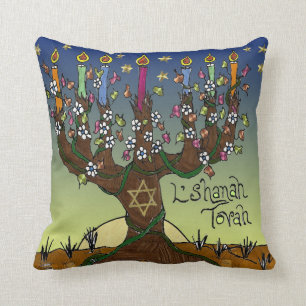 Judaika L'shanah Tovah Baum des Lebens Kissen