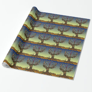 Judaika Menorah Baum des Lebens Kunst, Dichtung un Geschenkpapier