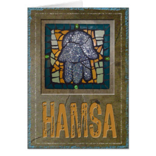 Judaika: Mosaik Hamsa mit Zement-Hintergrund