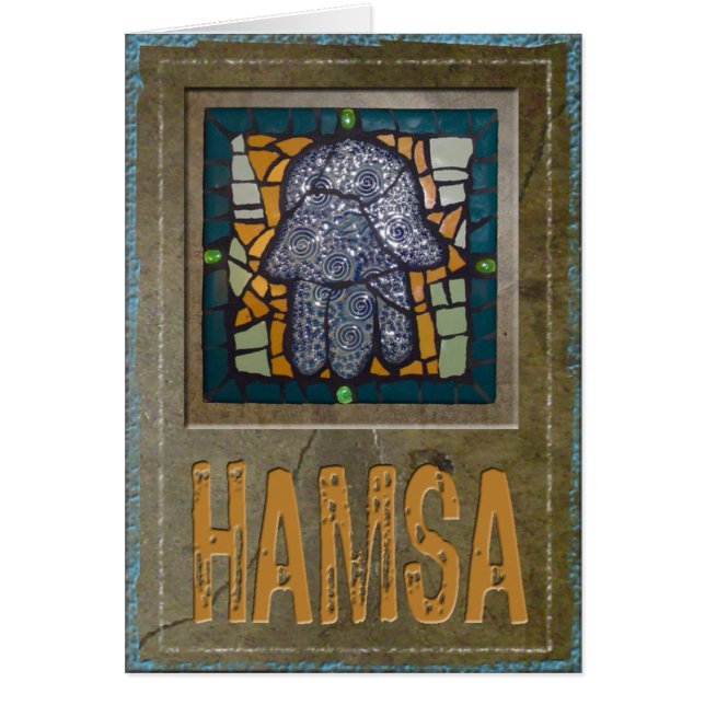 Judaika: Mosaik Hamsa mit Zement-Hintergrund (Vorne)