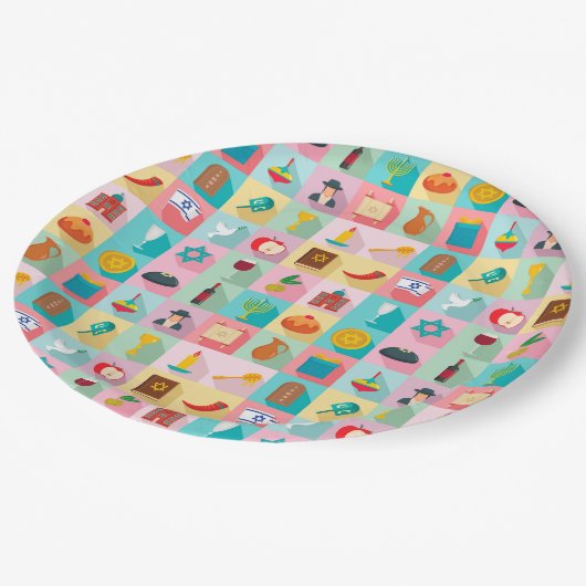 Judaika Party Designer Papier Teller Alle Vorteile (Schrägansicht)