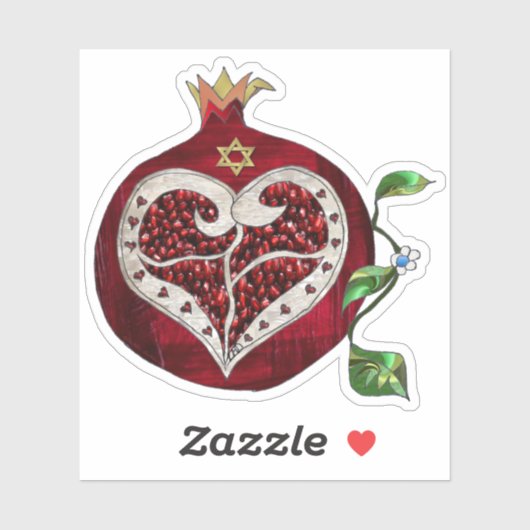 Judaika Pomegranate Heart Hanukkah Rosh Hashanah Aufkleber (Blatt)