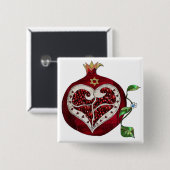 Judaika Pomegranate Heart Hanukkah Rosh Hashanah Button (Vorne & Hinten)