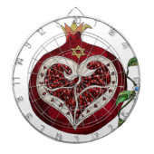 Judaika Pomegranate Heart Hanukkah Rosh Hashanah Dartscheibe (vorne)